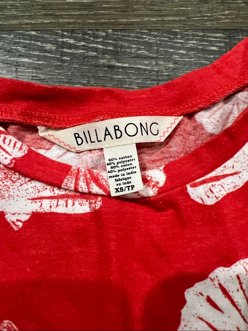 Billabong Red Shell Print Fringe Tank Top - Picture 2 of 3